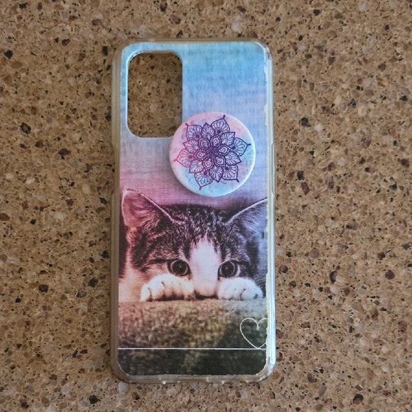 Cat Design Phone Case with Pop Socket - Picture 1 of 3